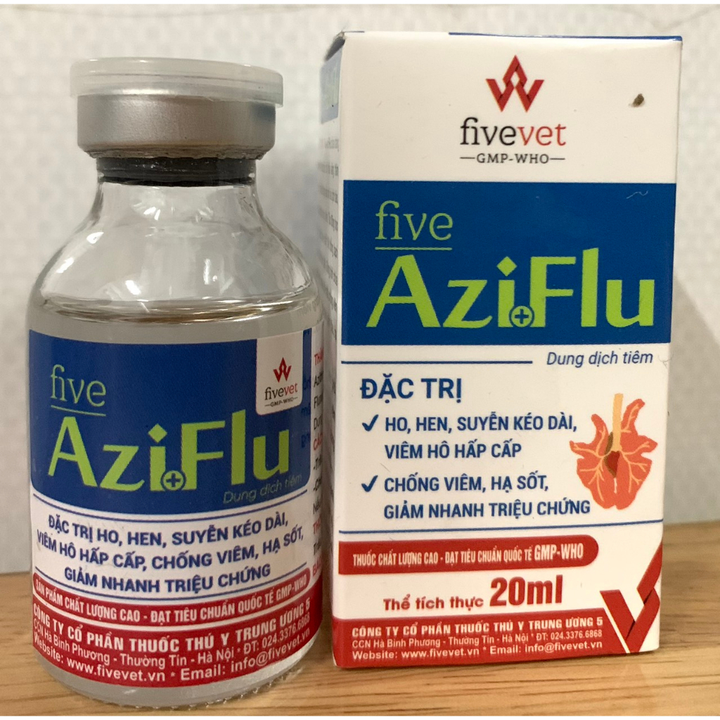 Azi flu 20ml  viêm phổi nặng, ho hen kéo dài, viêm phổi dính sườn