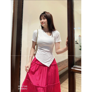 Áo thun trơn vạt nhọn cổ xéo