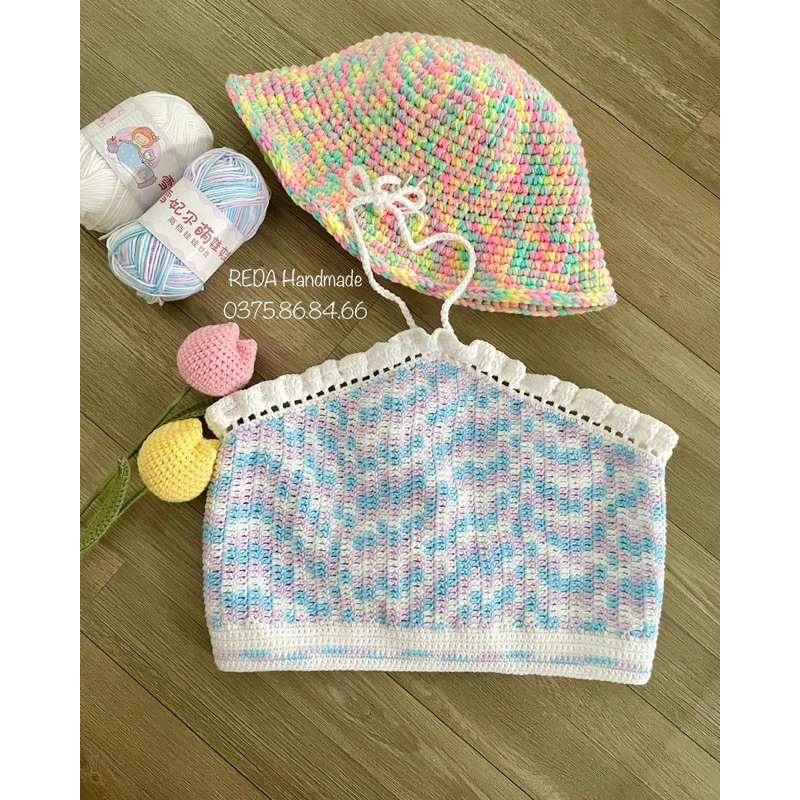 ÁO YẾM HANDMADE cột dây bằng len đi biển mặc hè siêu hot