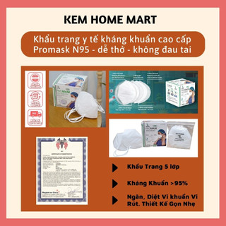 Khẩu trang n95, khẩu trang y tế kháng khuẩn n95 promask không van, hộp 30 chiếc khẩu trang 3d 5 lớp chống bụi mịn