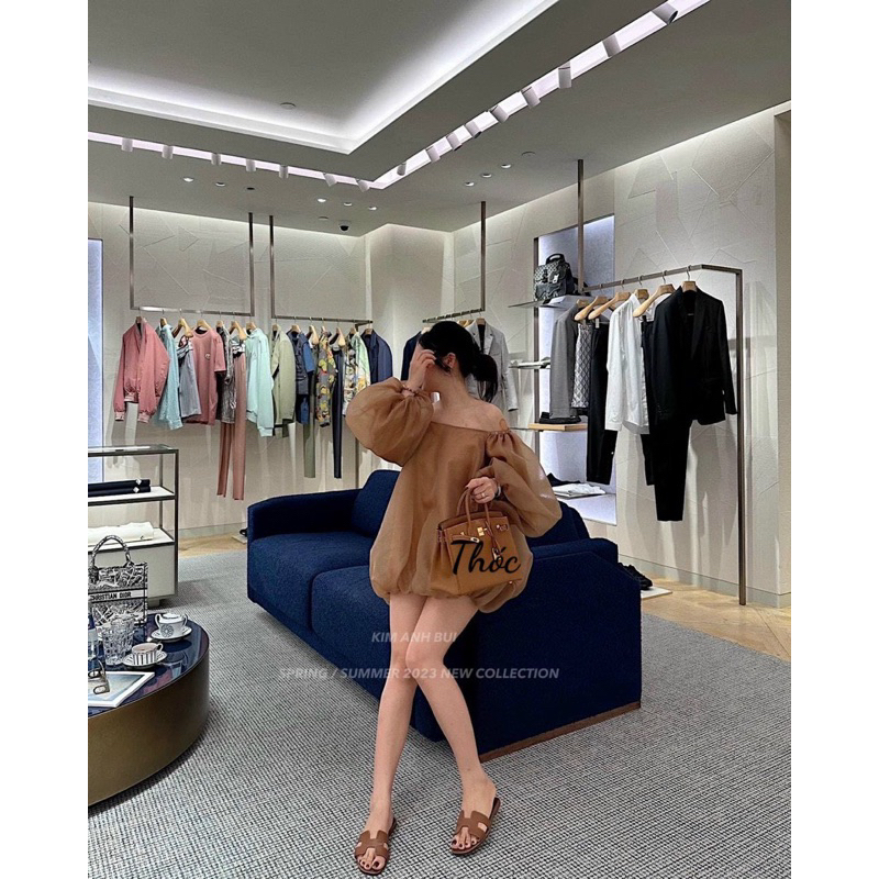 Váy nữ babydoll trễ vai chân phồng công chúa đi biển đi chơi