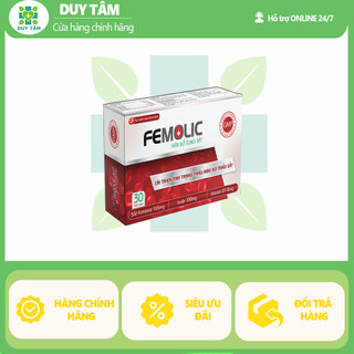 Viên uống bổ sung sắt FEMOLIC - dùng cho phụ nữ mang thai, trẻ em và người thiếu máu do thiếu sắt - Hộp 30 viên