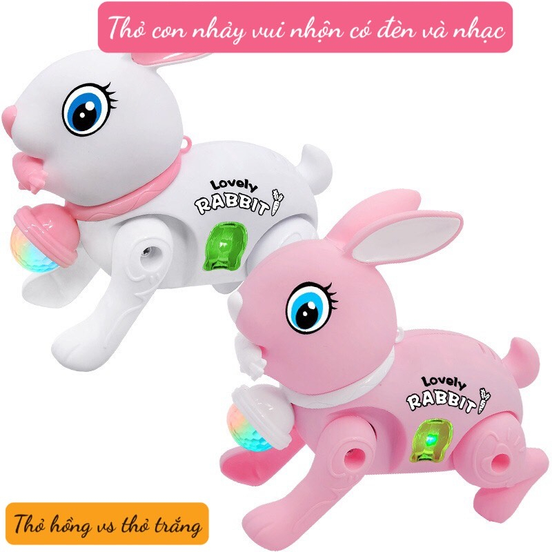 Đồ chơi thỏ pin thỏ nhảy vui nhộn có nhạc và đèn đáng yêu cho bé