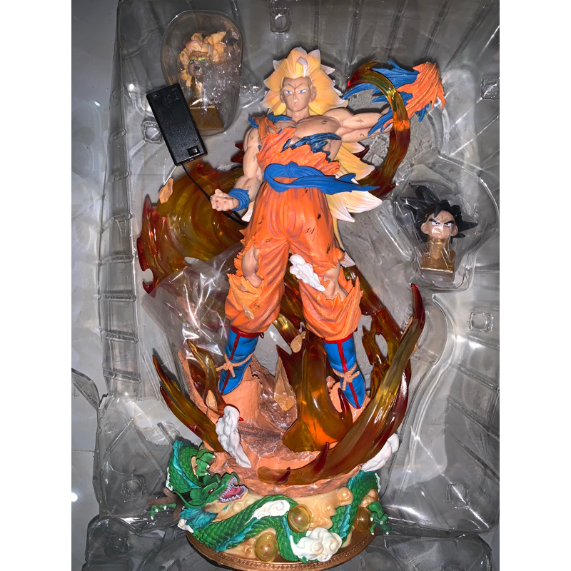 Mô hình Dragon ball Goku xé áo supper saiyan 3 đầu 45cm 2 phiên bản