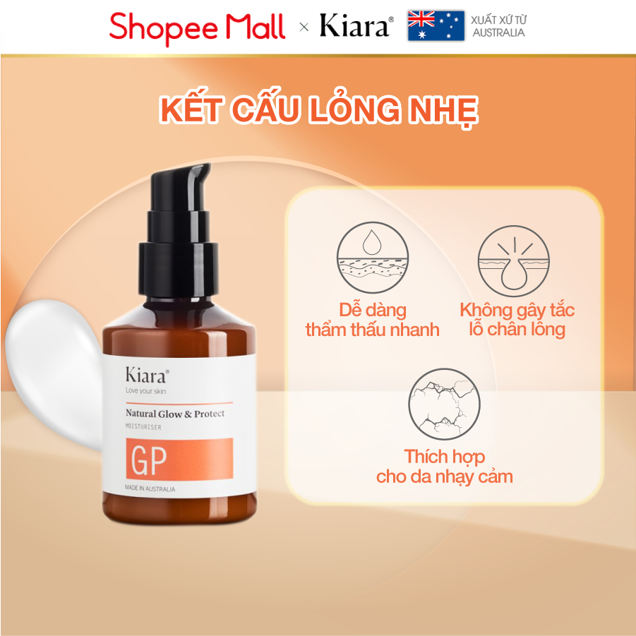 [Deal] Kem dưỡng ẩm B5 phục hồi da chống lão hóa Kiara Natural Glow & Protect 50ml