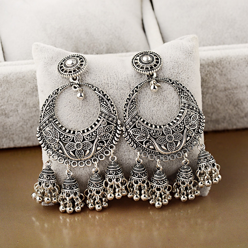 Bông tai đôn hoàng thả dài phong cách boho mông cổ tây tạng