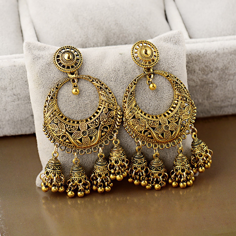 Bông tai đôn hoàng thả dài phong cách boho mông cổ tây tạng