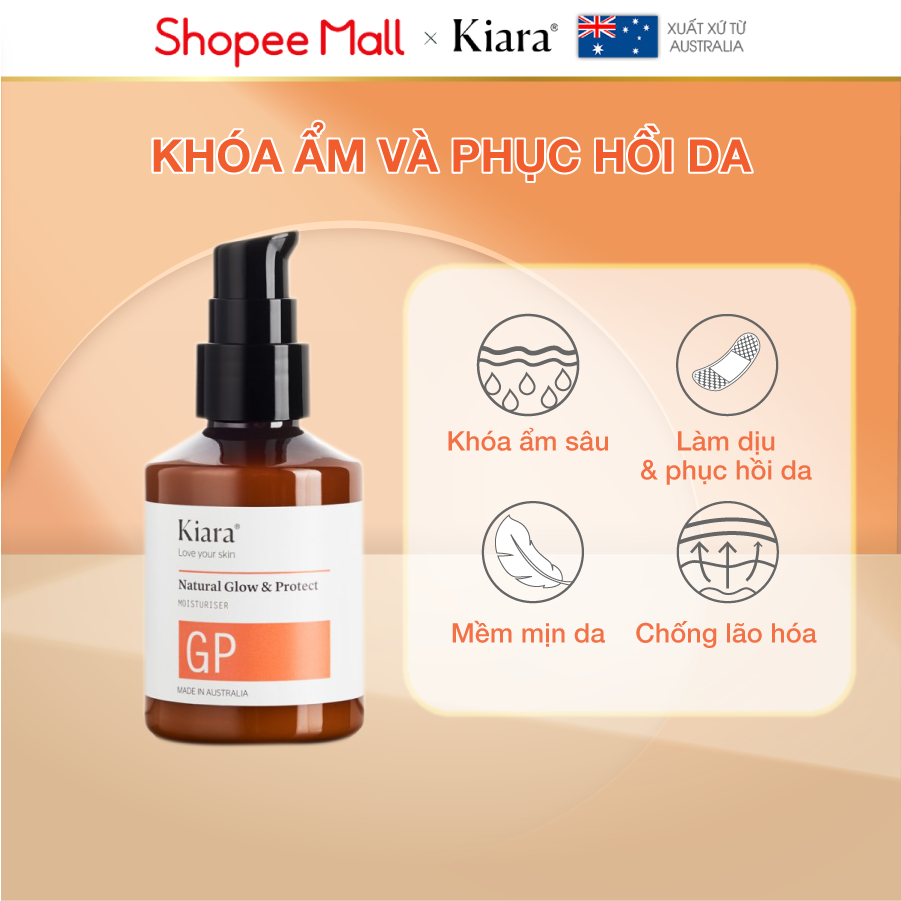 Bộ đôi phục hồi da giảm mụn Kem Dưỡng Ẩm B5 Kiara Natural Glow & Protect 50ml & Chấm Mụn Kiara Tea Tree Oil 10ml