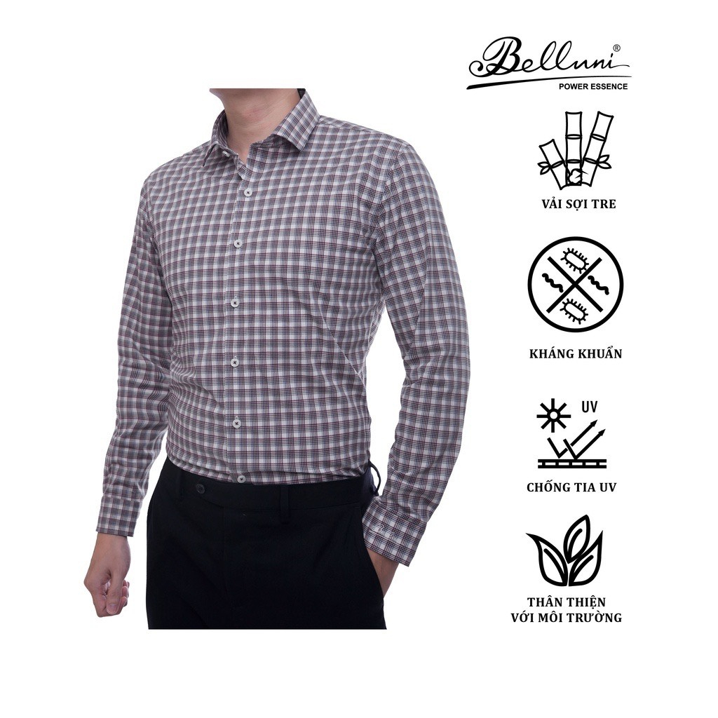 Áo sơ mi nam SlimFit tay dài cao cấp BELLUNI vải sợi tre thoải mái thanh lịch 157 R2