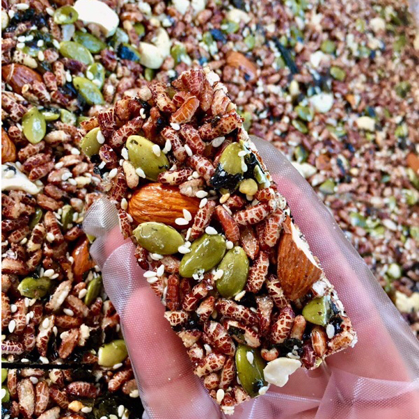 Bánh gạo lứt chà bông, mix hạt - Thanh gạo lứt chà bông, mix hạt thơm ngon loại 1, ăn kiêng giảm cân giàu dinh dưỡng