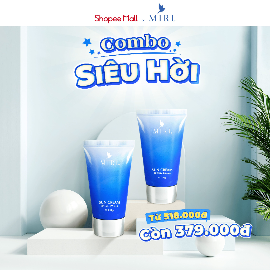 Combo Bảo Vệ Da MIRI: 2 Kem Chống Nắng MIRI SPF 50+ PA+++ 30gr