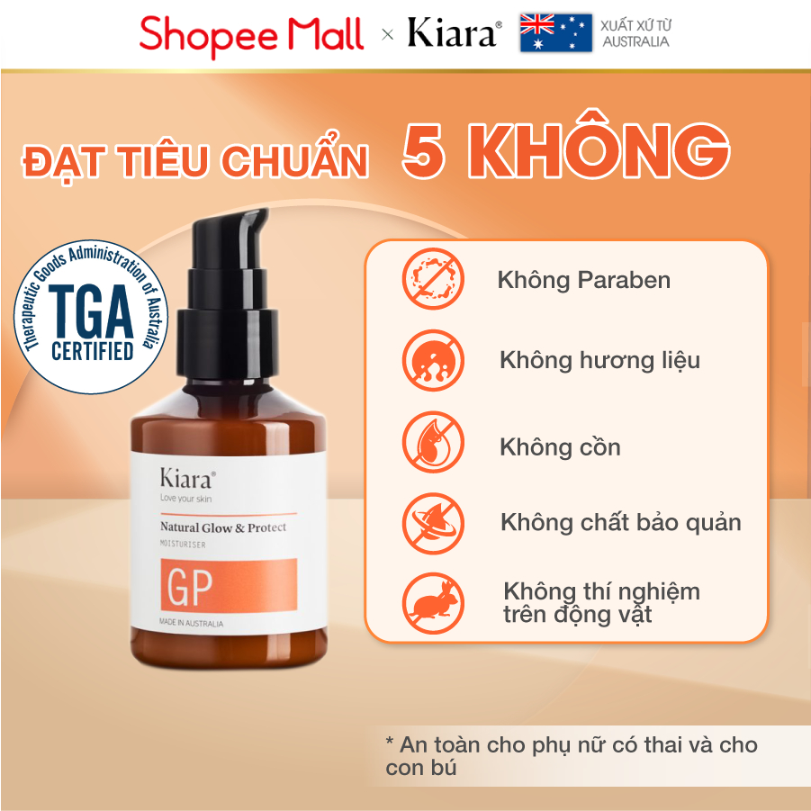 Kem dưỡng ẩm B5 phục hồi da chống lão hóa Kiara Natural Glow & Protect 50ml