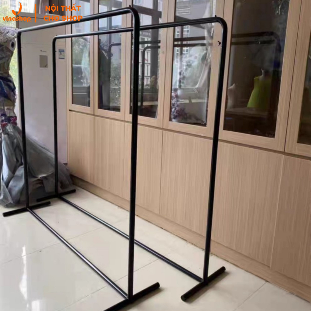 Xào trưng đồ shop, giá kệ treo quần áo, Sào sắt 1 tầng cao 1m5 treo đồ shop nữ, chân chữ T. VNS-011