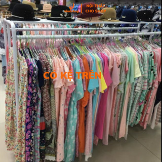 [ Kho xào kệ shop ] Sào, kệ đôi treo đồ quần áo giữa shop. Giá treo váy, đầm 2 bên. Sào treo có kệ. VNS-015