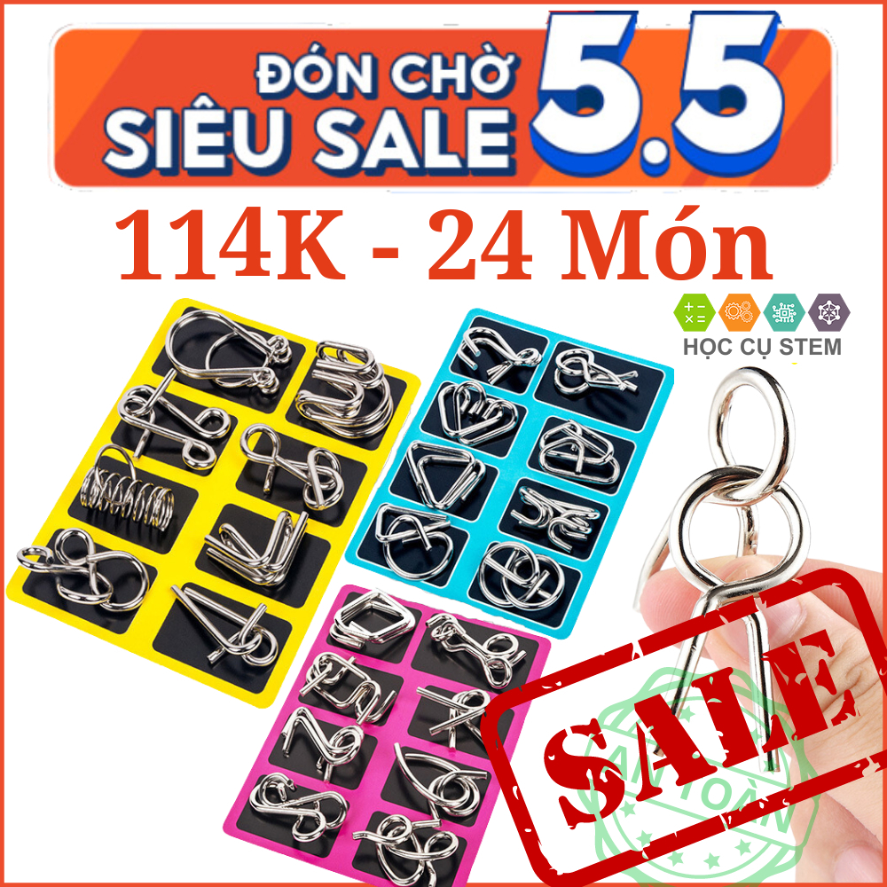 Combo 3 Bộ Móc Khoá IQ, Khóa Thử thách IQ, Khóa Không Minh, Thử Thách Mở Khóa, Trò Chơi Trí Tuệ Thông Minh