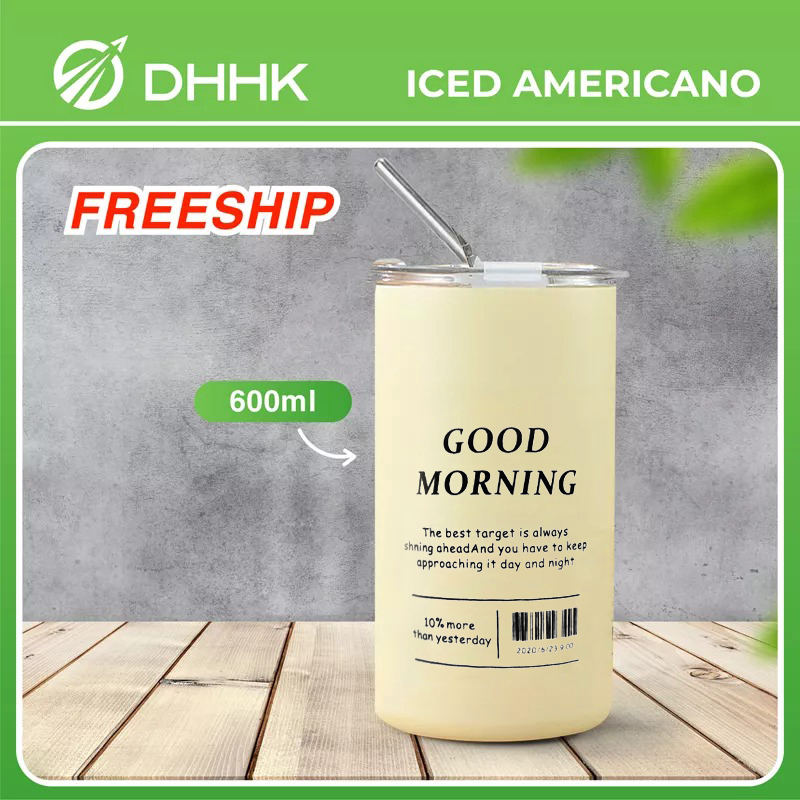 Ly Giữ Nhiệt Iced Americano 350ml - 600ml, Inox 304 Cao Cấp Không Gỉ, Cốc Uống Nước Giữ Nhiệt Tiện Lợi