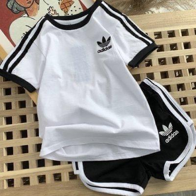 Bộ Quần Áo Cộc Tay Adidas Chất Vải Cotton Thoáng Mát Cho Bé Trai Bé Gái Từ 6Kg-32Kg-Thời Trang Cho Bé