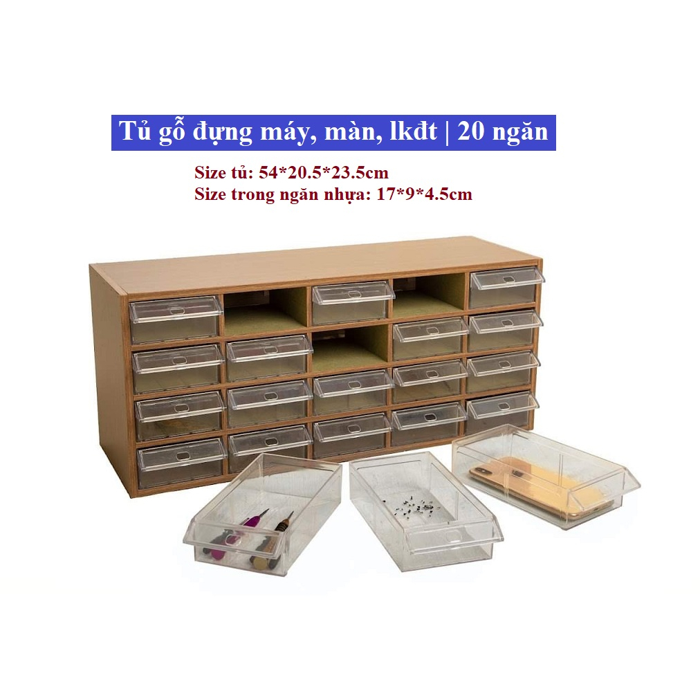 Tủ gỗ 20 ngăn đựng đt, màn hình, lk | Tiện lợi