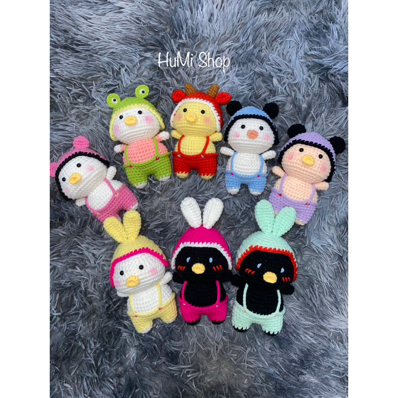 Vịt Đội Mũ Bảo Hiểm Bằng Len Handmade (Ảnh thật tự chụp)