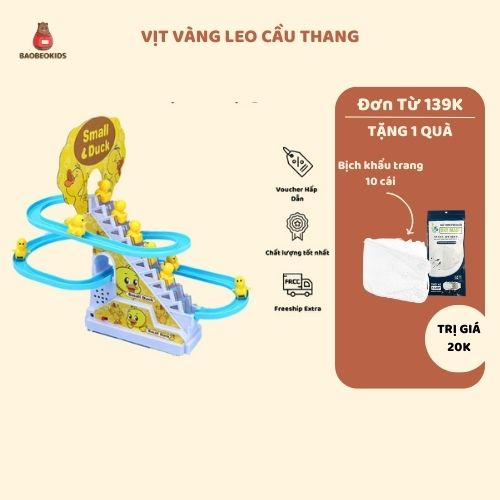 Đồ Chơi Cầu Trượt Vịt Vàng Leo Cầu Thang Baobeokids Với Âm Thanh Vui Nhộn + Đèn Nháy Đẹp Mắt