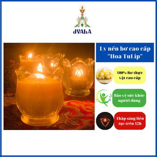 Đèn bơ cúng phật jvala - ly nến bơ cao cấp hoa tulip