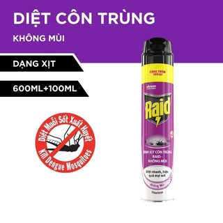 Xịt Muỗi/Côn trùng Raid - Chai 600ml (Có tặng thêm 100ml)