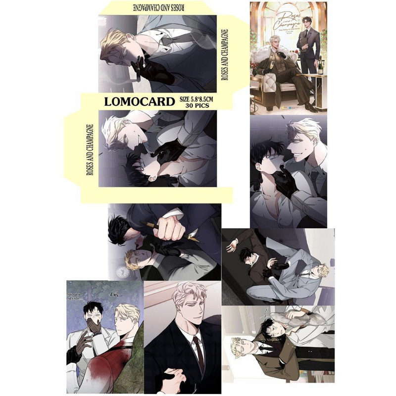 Hộp lomo card hoa Hồng và rượu vang 30 ảnh e khác nhau/ lomo card  Roses and champagne