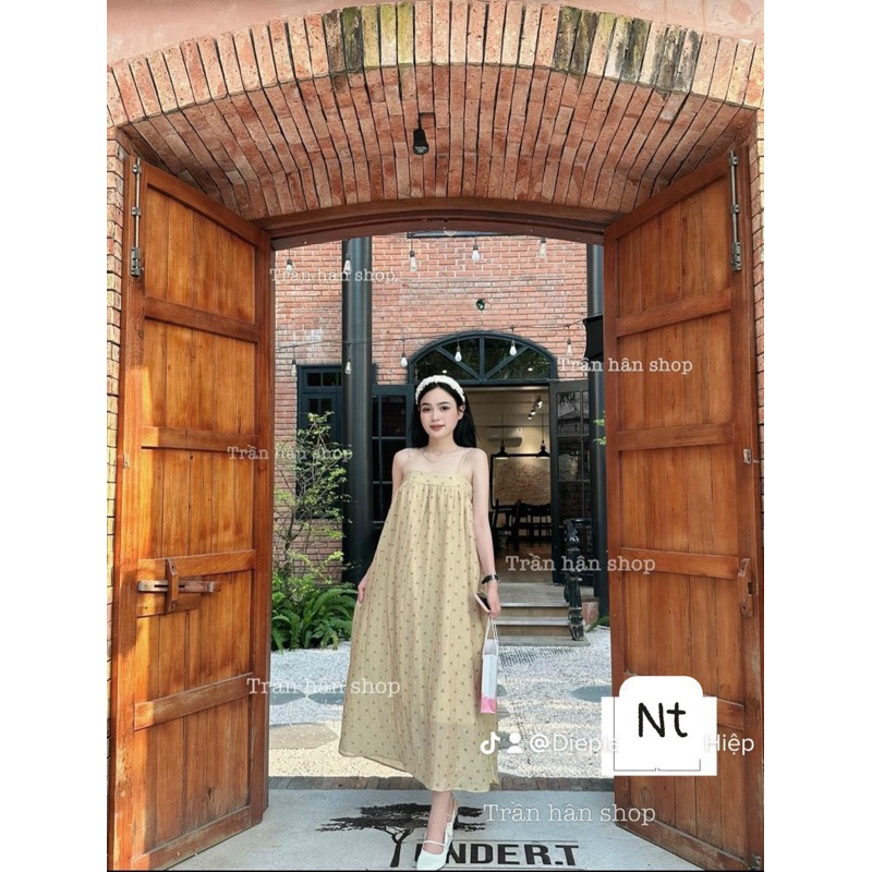 Váy Hai Dây Đũi Tơ Tim Hàng Hai Lớp Mã NT50