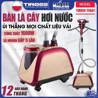 Bàn là hơi nước cầm tay TIROSS TS861 1600W, máy ủi quần áo phun sương kiểu dáng đứng diệt khuẩn và làm sạch bụi bẩn