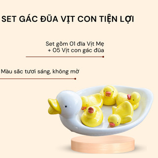 [CÓ SẴN] Bộ gác đũa Vịt sứ dẹt (bộ khay kèm 5 gác đũa)