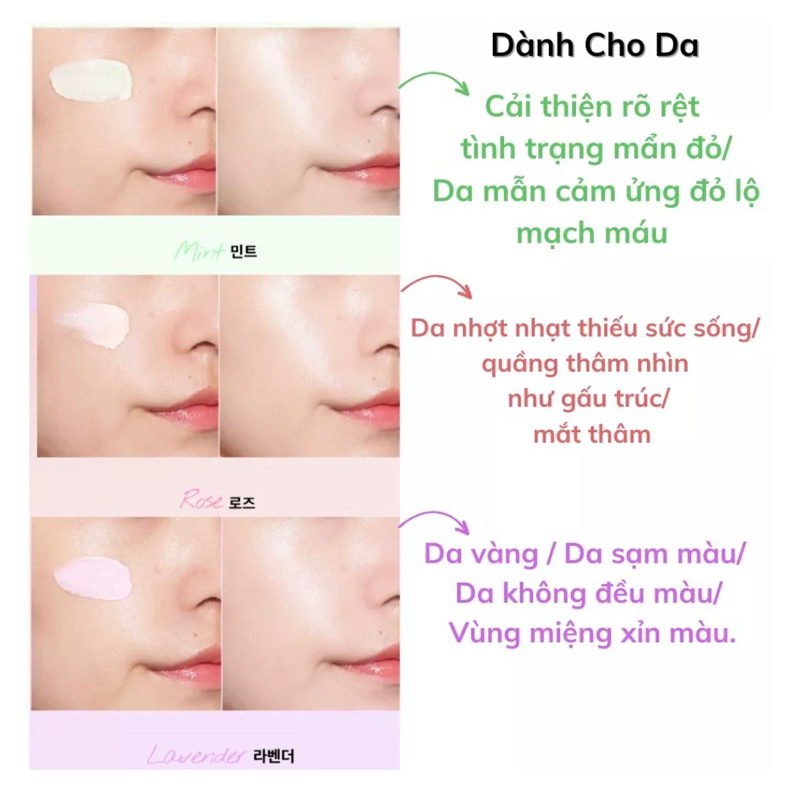 Kem lót KLAVUU White Pearlsation Primer màu hồng, xanh, tím
