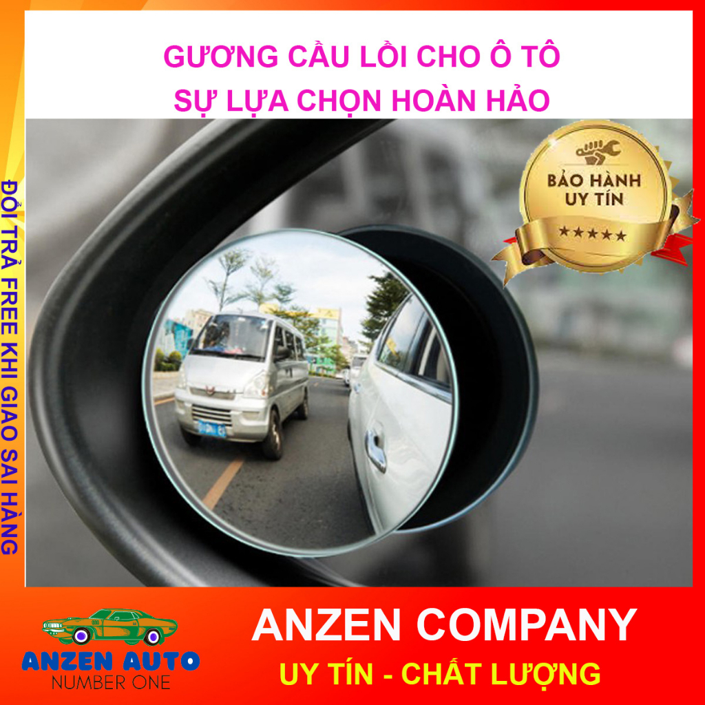 [ Hàng Xịn ] Gương cầu lồi gắn kính hậu ô tô xoay 360 xóa điểm mù - ANZEN AUTO