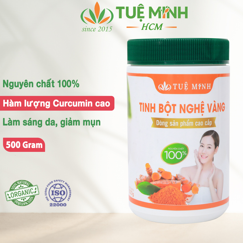 Tinh bột nghệ nguyên chất Tuệ Minh, tinh bột nghệ vàng nhiều Curcumin hộp 500gram