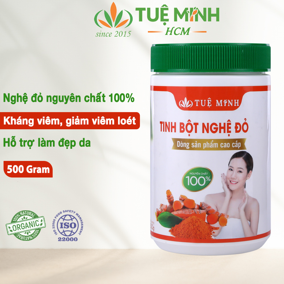 Tinh bột nghệ đỏ nguyên chất Tuệ Minh sáng da giảm thâm, giảm viêm loét dạ dày 500g