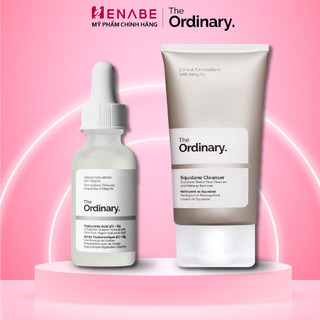 The ordinary bộ dưỡng ẩm cơ bản - squalane cleanser / hyaluronic acid 2% + b5 - 50ml+30ml
