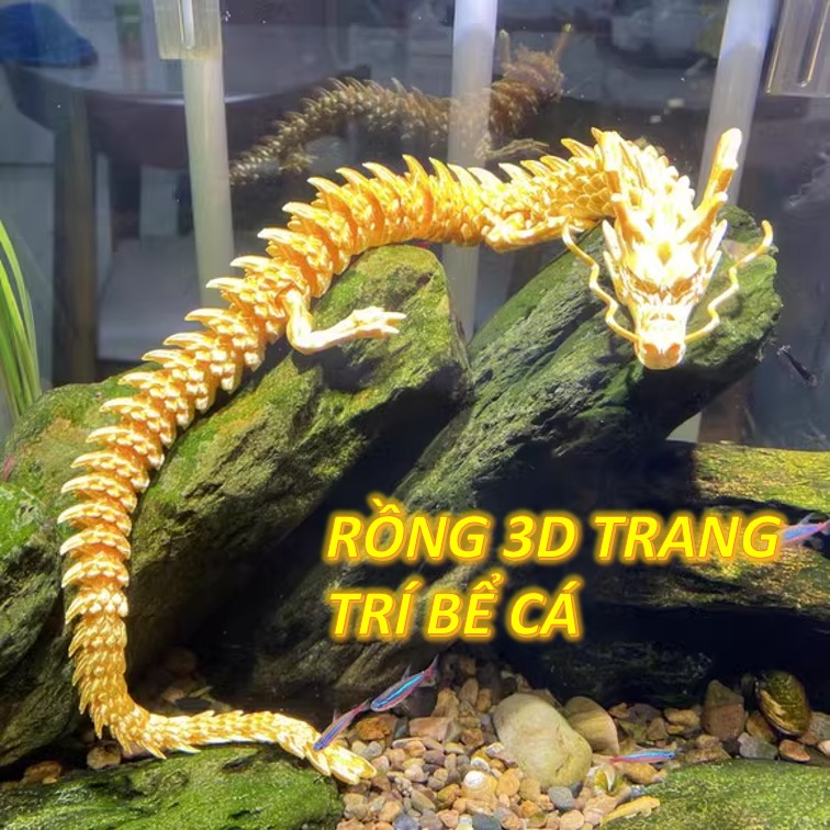 Mô hình rồng 3D có khớp nối uốn dẻo linh hoạt trang trí bể cá thủy sinh decor nhiều màu sinh động