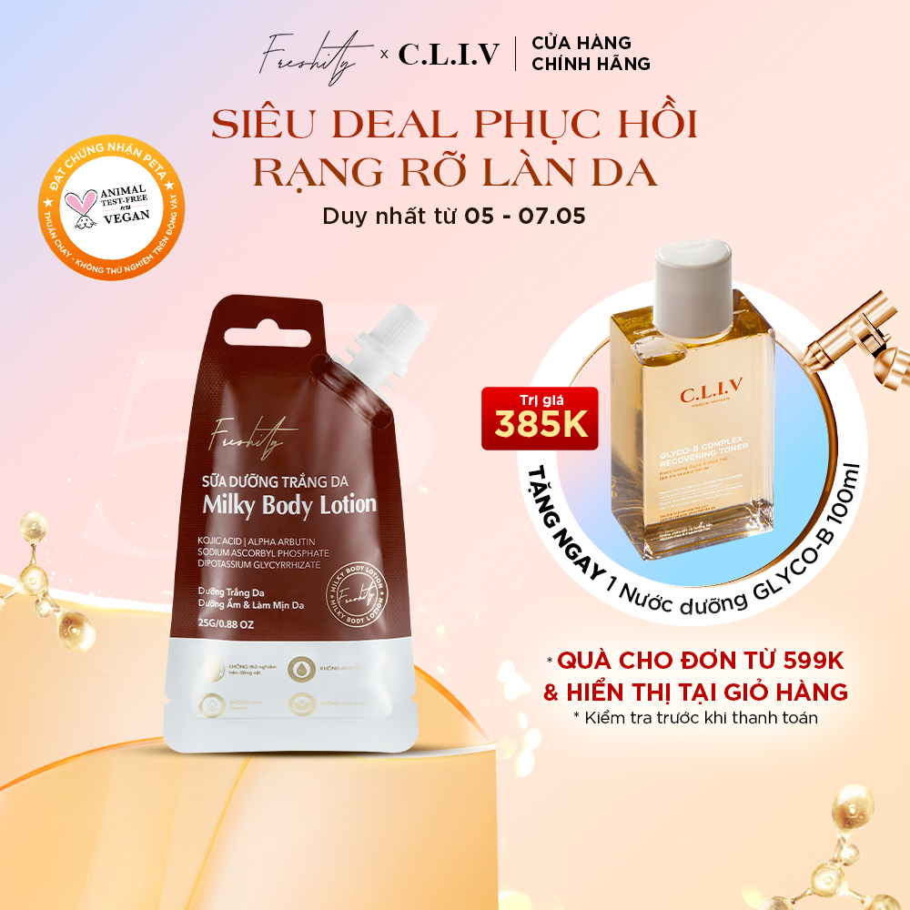 Sữa dưỡng trắng da milky chứa 4% Alpha arbutin Freshity 25g dưỡng trắng sáng da cơ thể tối ưu | BigBuy360 - bigbuy360.vn