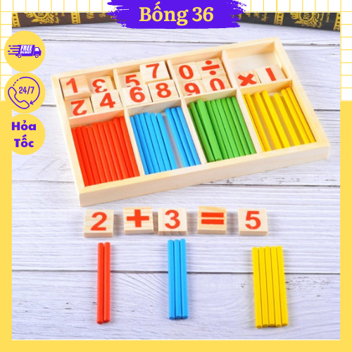 Bộ Que Tính Học Toán Bằng Gỗ - Bảng Tính Que Học Toán Cho Bé