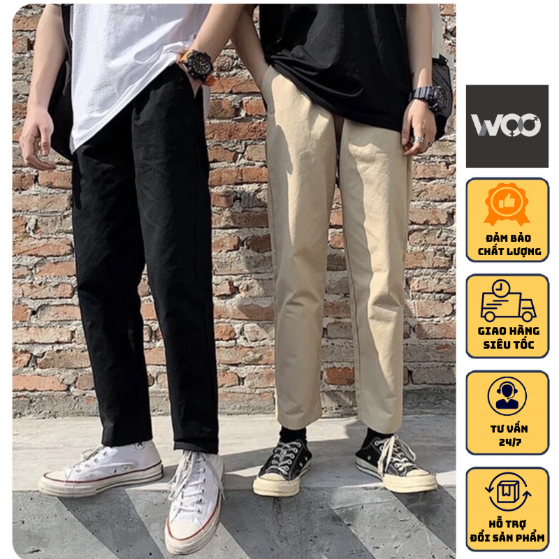 Quần kaki trơn, Quần Baggy Nam Nữ KAKI Ống Suông Unisex co giãn trẻ tr
