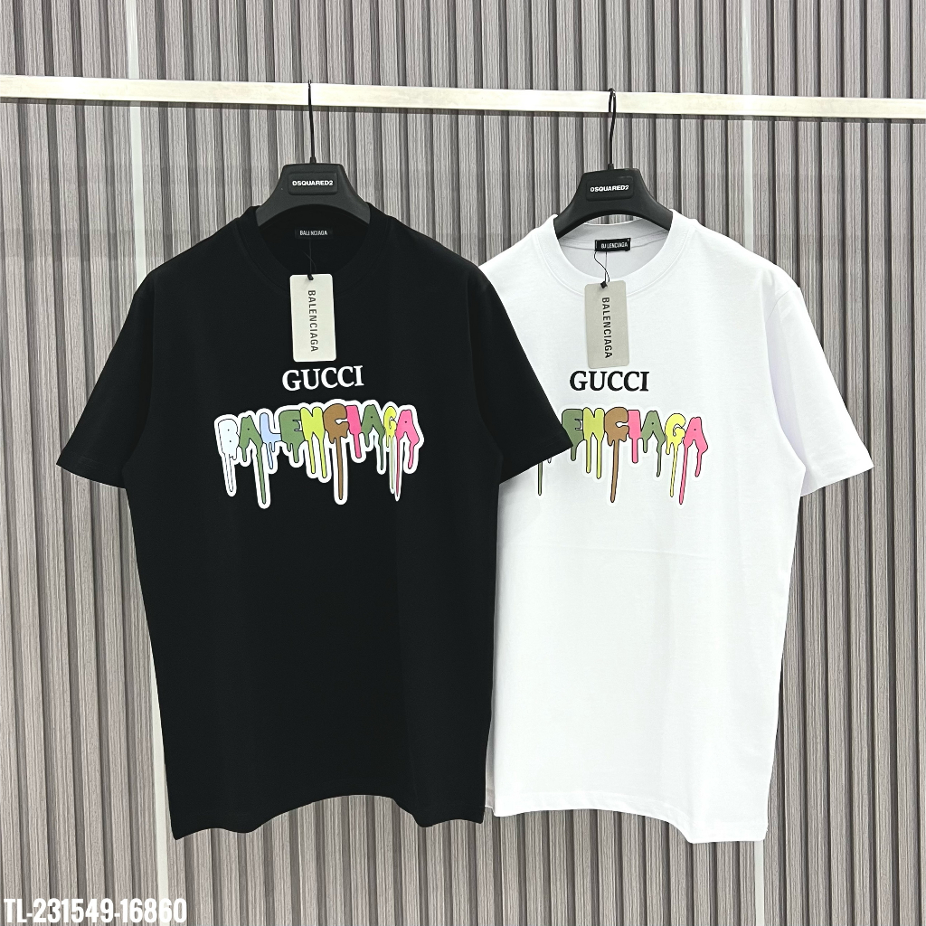 🔥Hot🔥Áo thun Gucci ft Balenciaga in chữ chảy thiết kế hot trend Nam nữ New 2023
