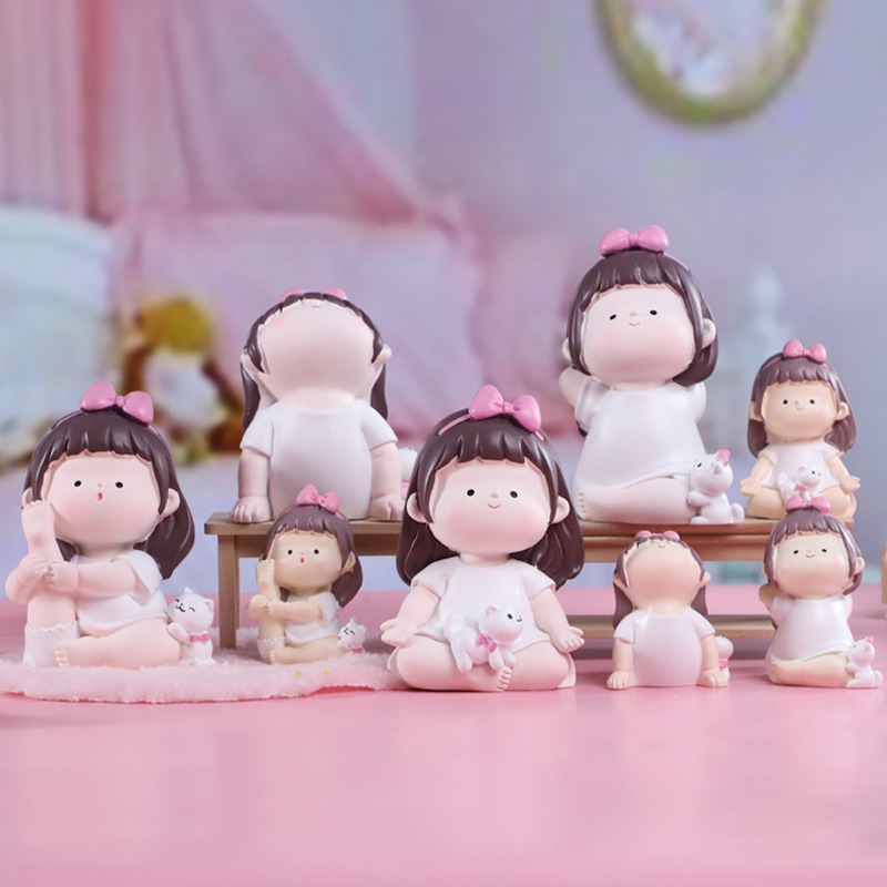 Tượng cô gái tập yoga, Mô hìnhTượng bé gái bé mập tập yoga trang trí để bàn làm việc, bàn học, trang trí máy tính