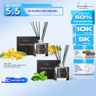Bộ Que Khuếch Tán Tinh Dầu Thiên Nhiên LoveDear 50ml Chiết Xuất Bạc Hà, Ngọc Lan Tây Thư Giãn, Khử Mùi, Đuổi Côn Trùng