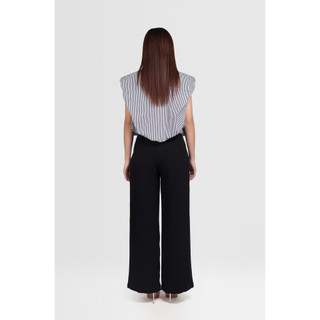 Quần Suông Đen Cát Hàn E.studio Eo Xếp Ly