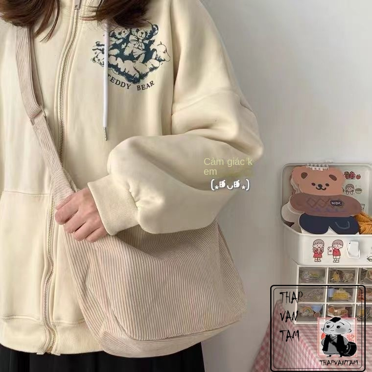 Túi đeo chéo nữ EmTi Shop vải nhung Túi Tote tiện lợi trẻ trung năng động