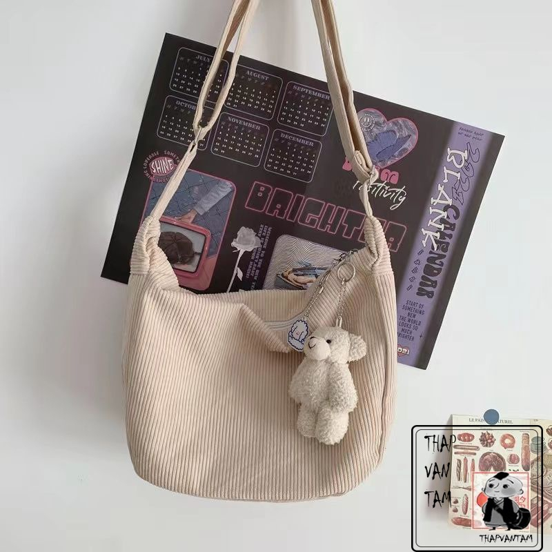 Túi đeo chéo nữ EmTi Shop vải nhung Túi Tote tiện lợi trẻ trung năng động