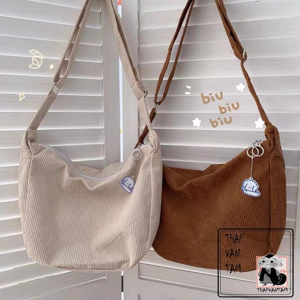 Túi đeo chéo nữ EmTi Shop vải nhung Túi Tote tiện lợi trẻ trung năng động