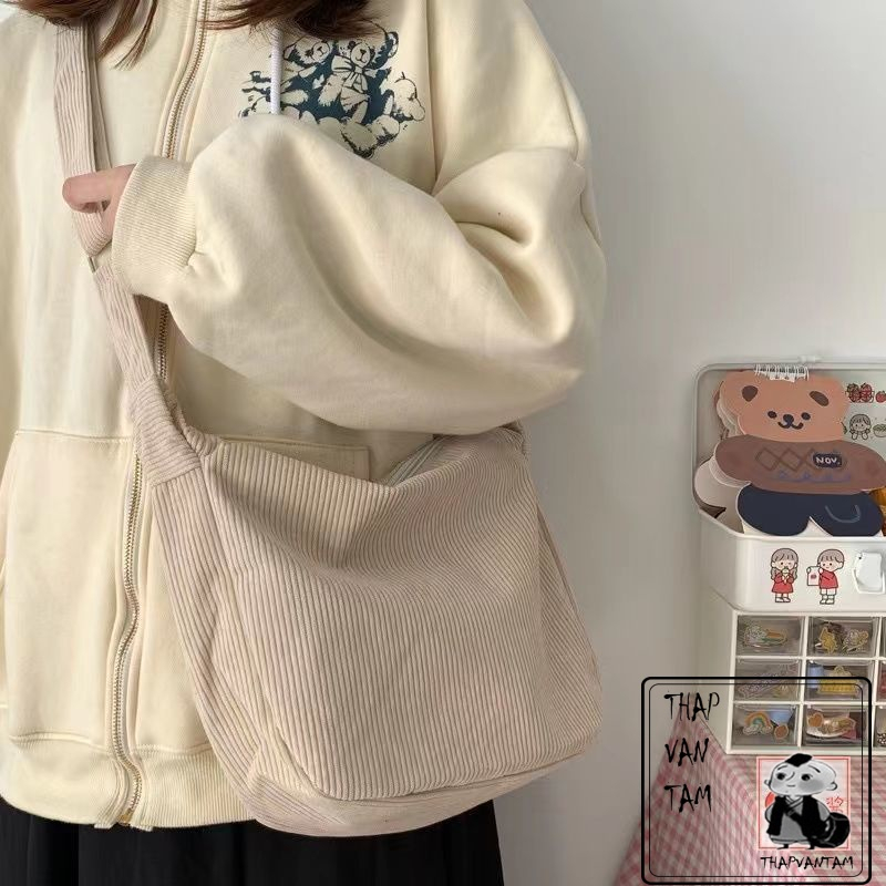 Túi đeo chéo nữ EmTi Shop vải nhung Túi Tote tiện lợi trẻ trung năng động