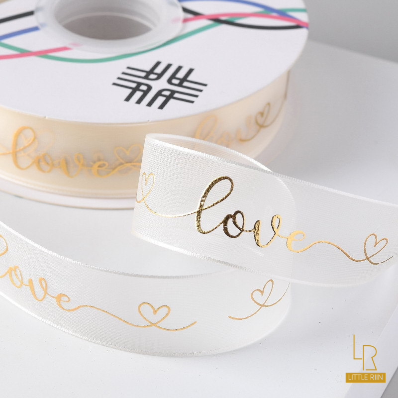 Cuộn Dây Ruy Băng Voan 2.5cm In Chữ Love/Loveyou Dùng Trang Trí Bó Hoa, Hộp Quà, Hộp Bánh Tặng Người Yêu Thương