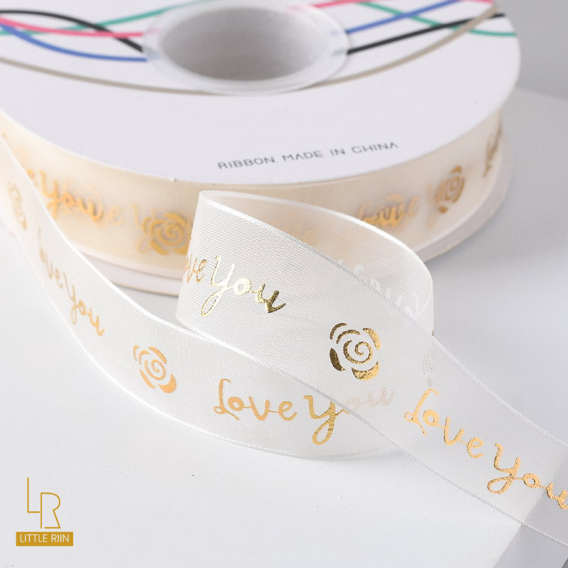 Cuộn Dây Ruy Băng Voan 2.5cm In Chữ Love/Loveyou Dùng Trang Trí Bó Hoa, Hộp Quà, Hộp Bánh Tặng Người Yêu Thương