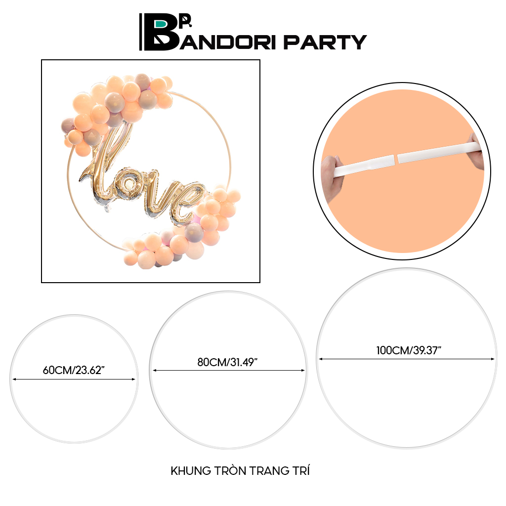 Khung vòng tròn đỡ bóng 60-80-100 cm Bandori trang trí sinh nhật sự kiện